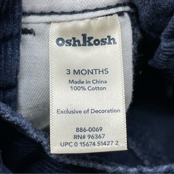 OshKosh Blue Corduroy Overalls size 3 months - Picture 5 of 10